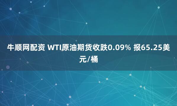 牛顺网配资 WTI原油期货收跌0.09% 报65.25美元/桶