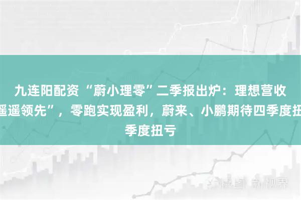 九连阳配资 “蔚小理零”二季报出炉：理想营收“遥遥领先”，零跑实现盈利，蔚来、小鹏期待四季度扭亏